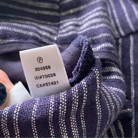 Women’s 4 LOFT Navy Blue White 100% Linen Shorts Zip Fly Smooth Front Pockets EC - Picture 11 of 11